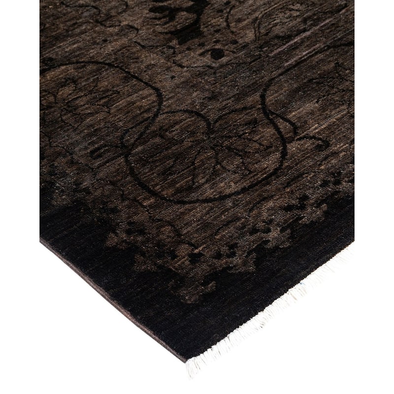 Overton Hand Knotted Wool Vintage Inspired Modern Contemporary Overdyed Black Area Rug - 8' 1" x 10' 3"