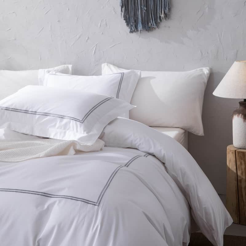 Wholelinens Cotton Sateen 500 TC Hotel Satin Stitch Duvet Cover Set