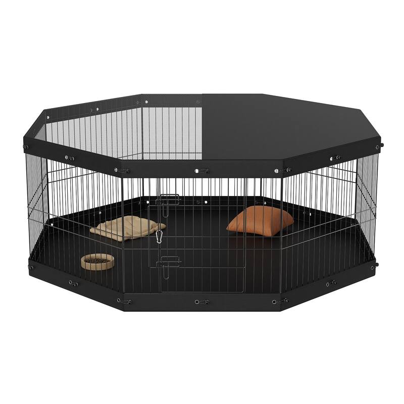 Foldable Dog Playpen 8 Panel Metal Fence for Small Medium Pets 24 Inch