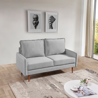 57.1" Upholstered Velvet Loveseat Sofa, Wood Frame 3-Seater Couch ...