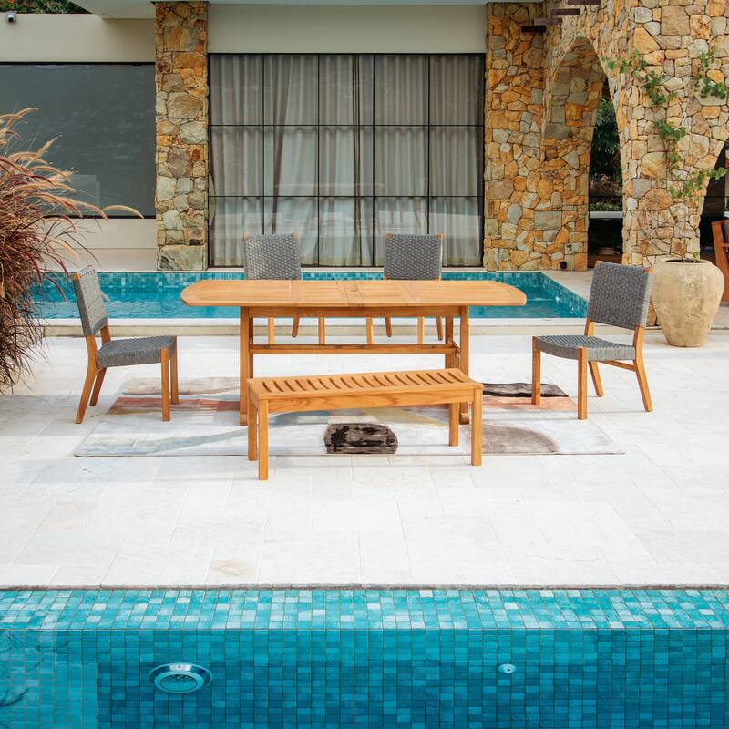 Cambridge Casual Zephyr 6-Piece Teak Patio Extendable Dining Set