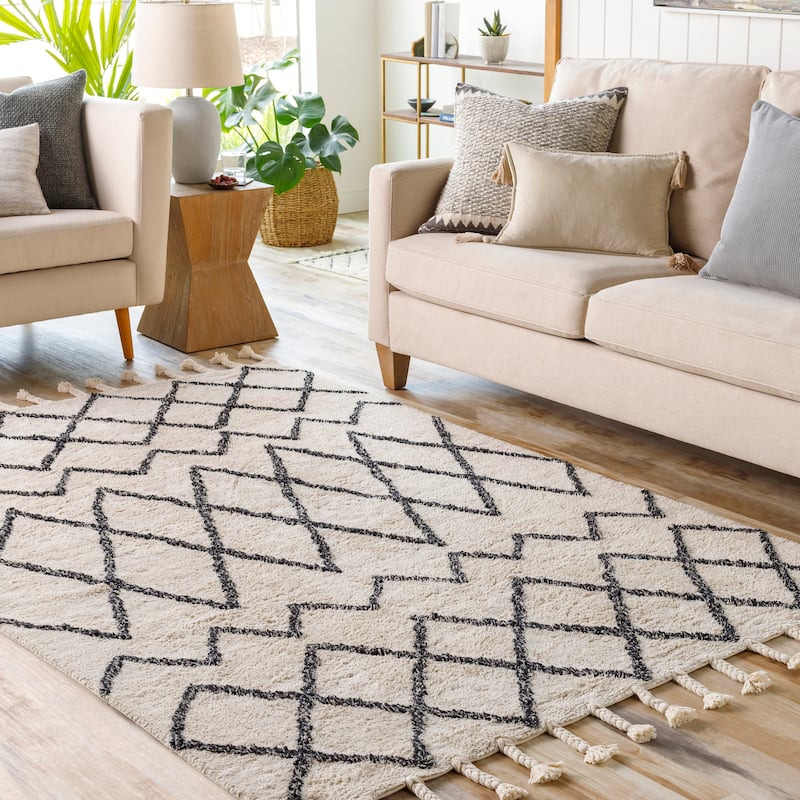Artistic Weavers Rabat Hand Loomed Moroccan Cotton Rug - 8' x 10' - Charcoal