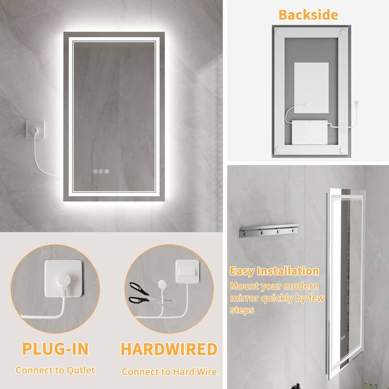 Modland Small Size LED Bathroom Mirror Back & Front Lighted Anti-Fog