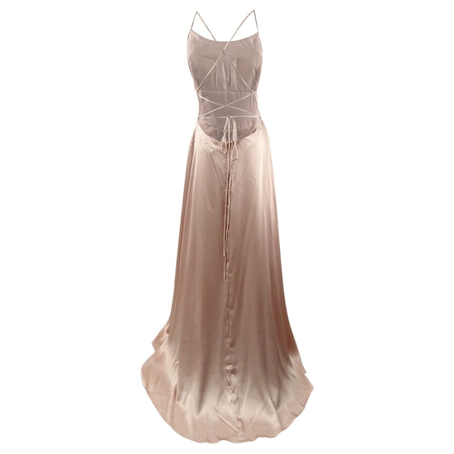 satin strappy back gown