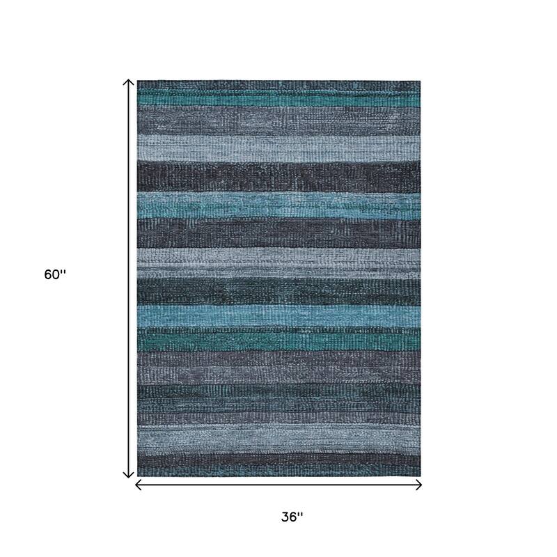 HomeRoots Striped Transitional Rectangle Outdoor Rug