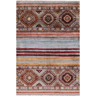 Golden Nile Khorjin Persian Gabbeh Hand Knotted Wool Rug - 3' 4" X 4' 11"
