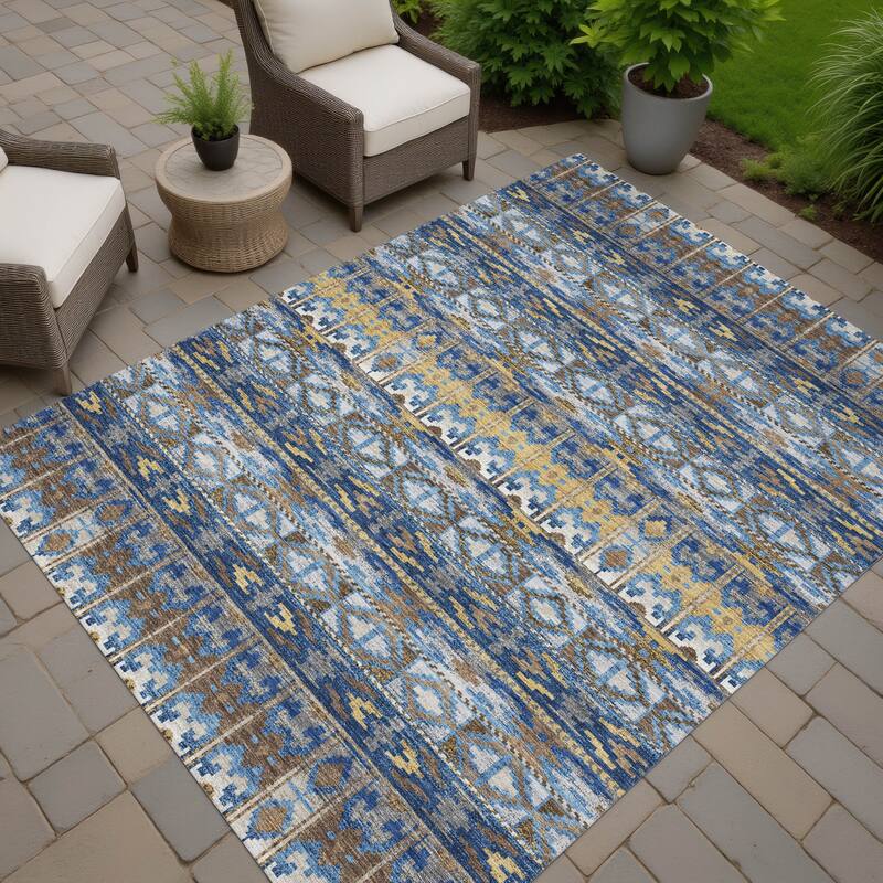 Machine Washable Indoor/ Outdoor Global Haswell Chantille Rug