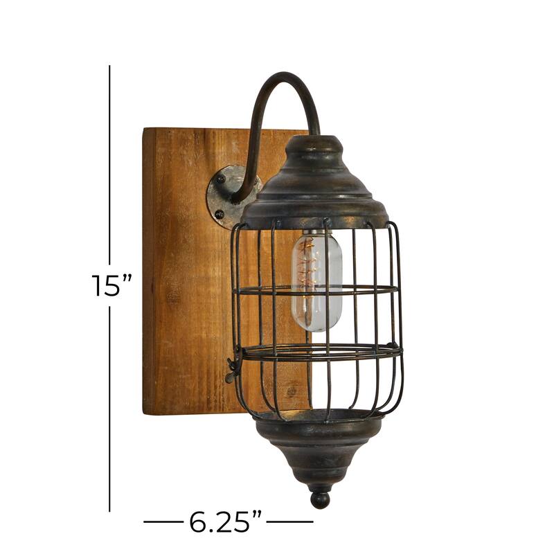 Black Metal Industrial Wall Sconce 15 x 6 x 11 - 6 x 11 x 15