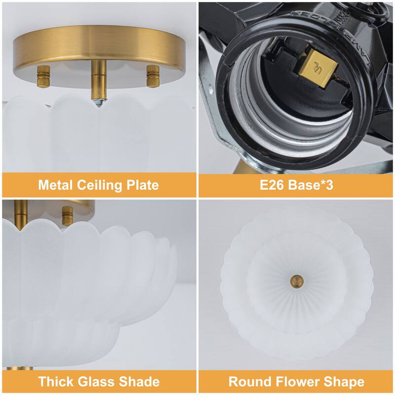 Starsky Modern 3-light Glass Semi Flush Mount