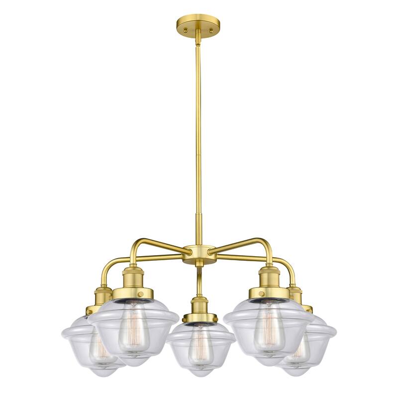 Innovations Lighting Oxford - 5 Light 25" Stem Hung Chandelier - Clear/Satin Gold