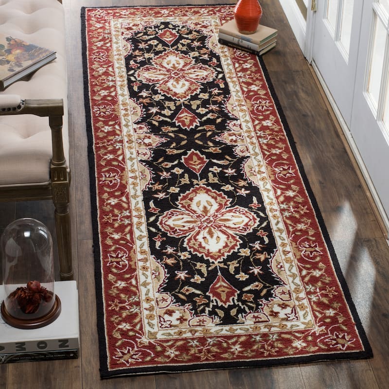 SAFAVIEH Handmade Easy Care Vasiliya Oriental Rug - 2'6" x 8' Runner - Black/Red