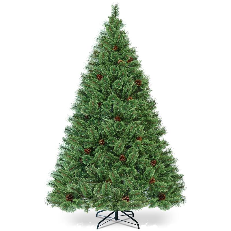 6 FT Pre lit Christmas Tree Flowering Hinged Christmas Tree - Green