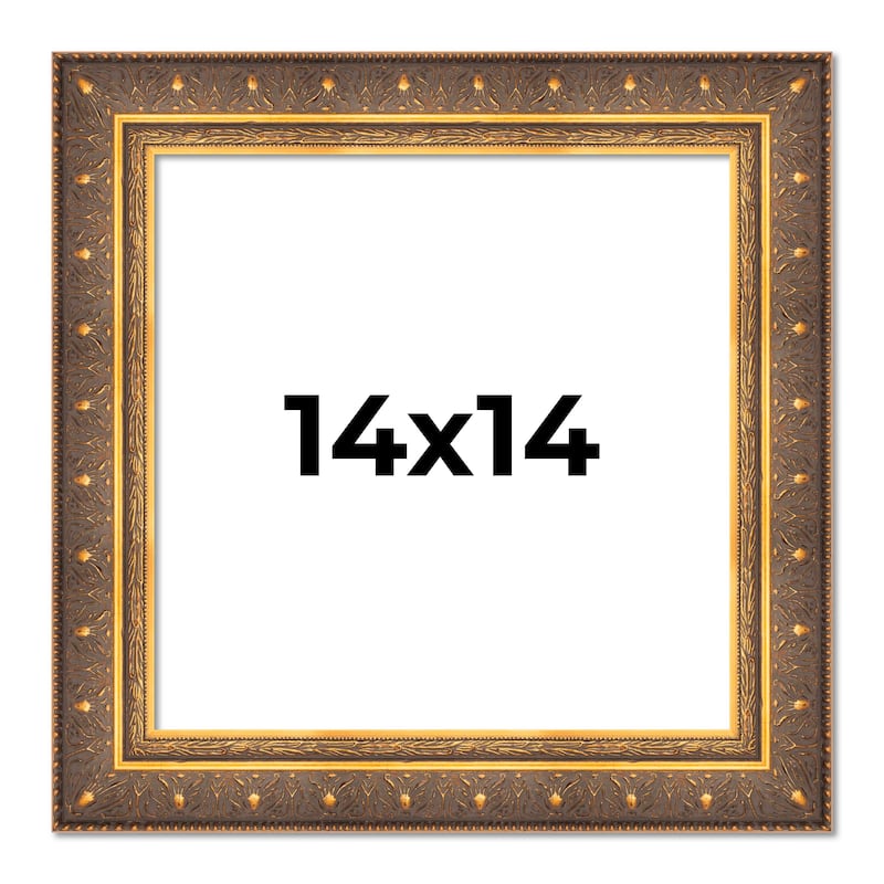 14x14 Frame Vintage Gold Solid Wood Picture Frame | 2.5 Inch Moulding