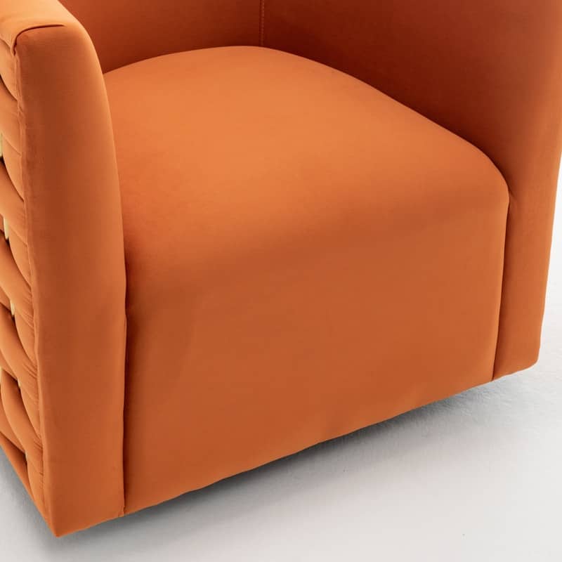 Modern Glam Velvet Upholstered 360 Degree Swivel Barrel Chair