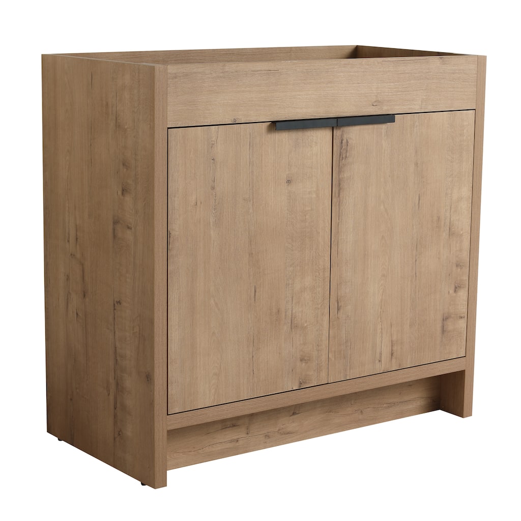 35" Freestanding Bathroom Vanity Cabinet with Adjustable Shelf, Soft-Closing Doors & Metal Handles for Modern Storage