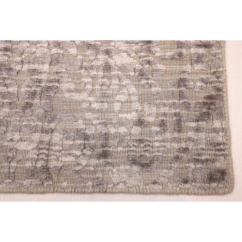 ECARPETGALLERY Hand Loomed Elysian Grey Viscose, Wool Rug - 7'11 x 10'1