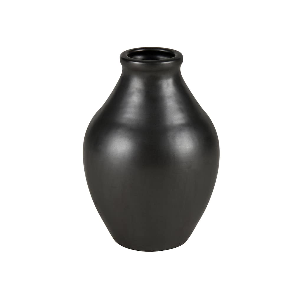 Elk Home Faye Black Earthenware 6.75 Inch Wide Vase
