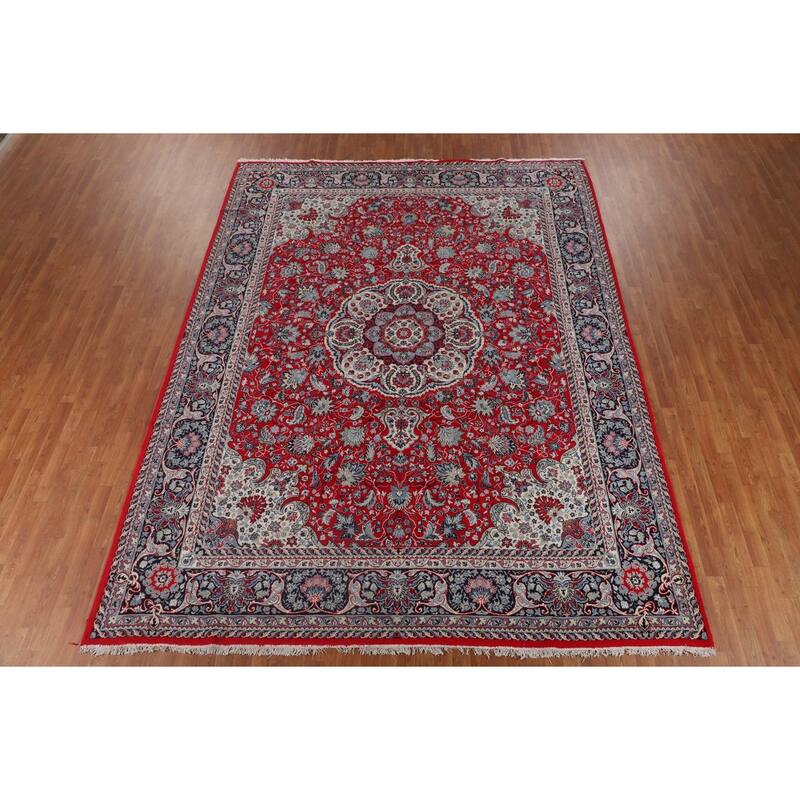 Floral Kashan Area Rug Machine Made Carpet - 9'7" x 12'6"