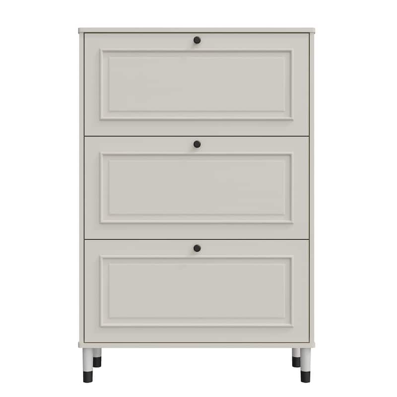 Shoe Storage Cabinet With 3 Flip Drawers, Narrow Shoe Rack Cabinet, Freestanding Shoe Organizer For Hallway