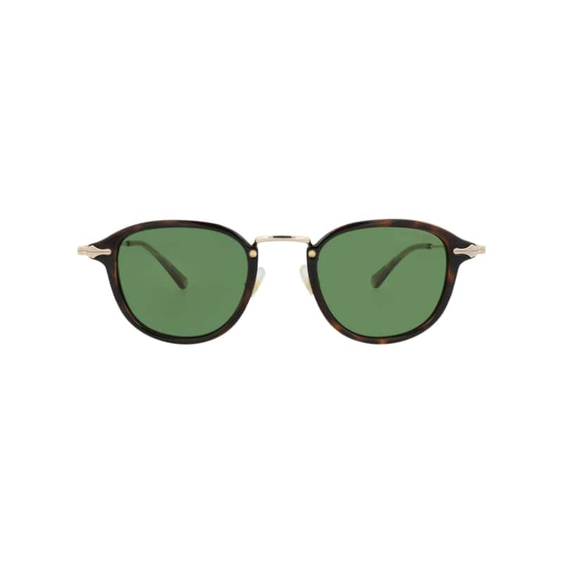 Montblanc Round-Frame Injection Sunglasses - Havana Gold Green - Multi - Green Lens