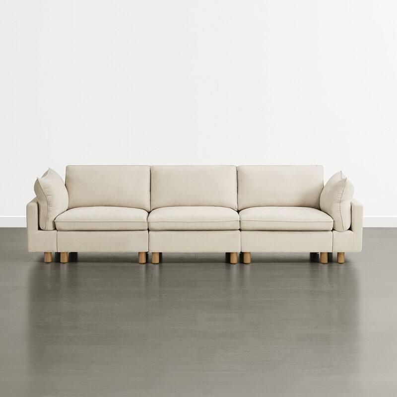 Spruce & Spring Modular Cloud Couch Sofa with Wood Legs for Living Room