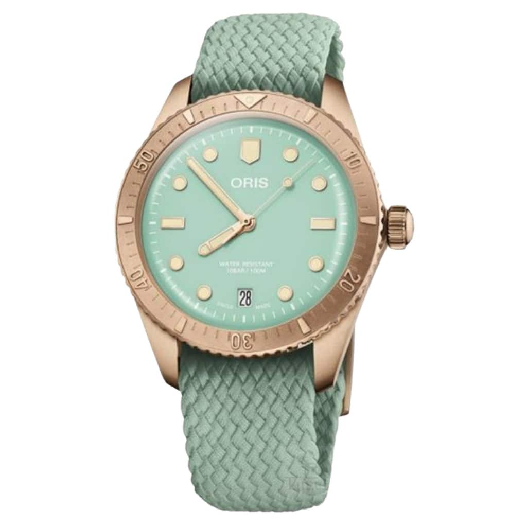 Oris Women's Divers Green Dial Watch - 0731903BRS - One Size