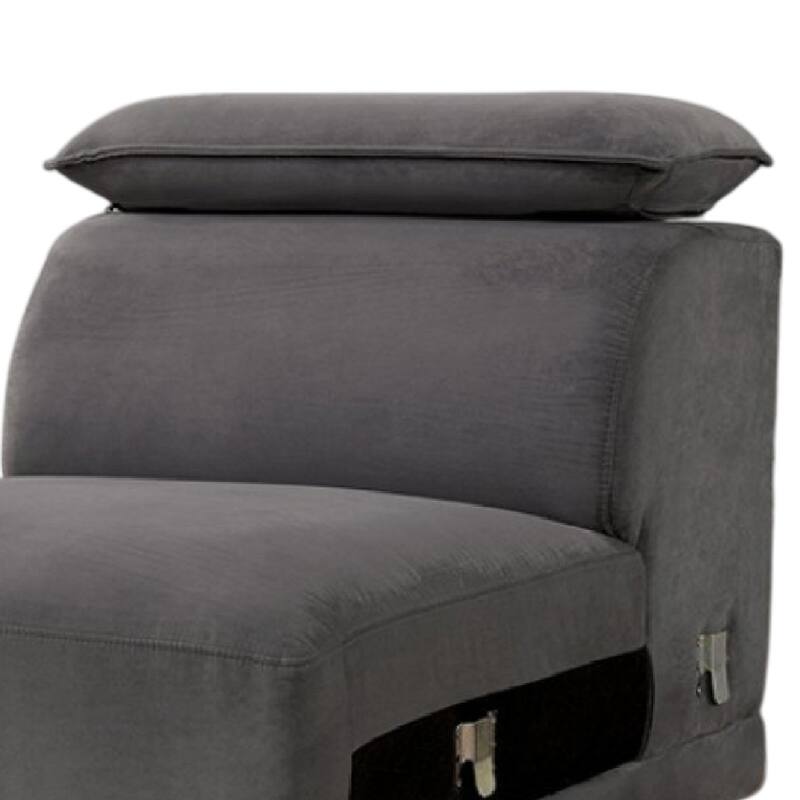 Panie Modular Armless Lounge Chair, Adjustable Headrest, Dark Gray Fabric