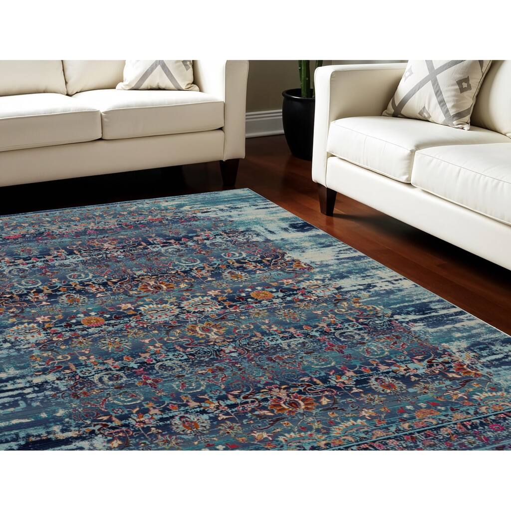 HomeRootsFloral Transitional Rectangle Area Rug - 118' X '94' X '0.5