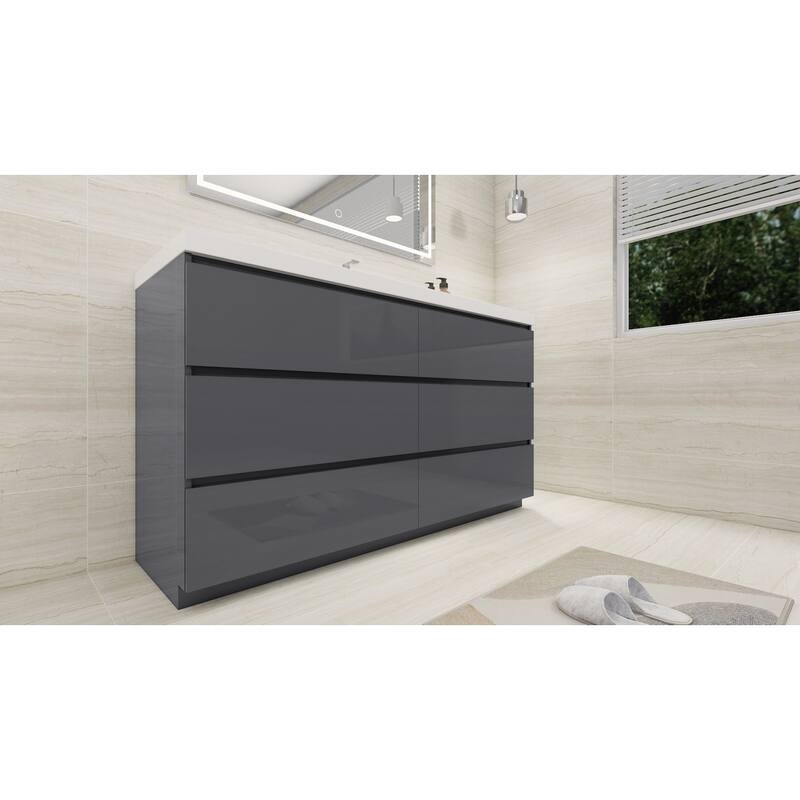 Aron 60'' Freestanding Vanity with Single Reinforced Acrylic Sink