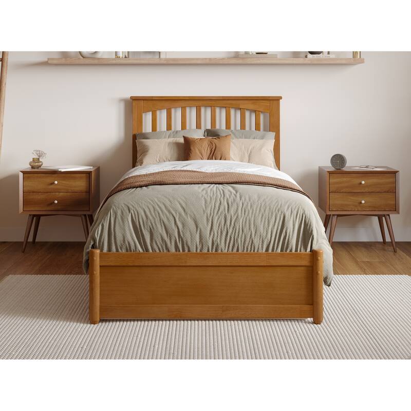 Everett Platform Bed with Panel Footboard and Twin XL Trundle
