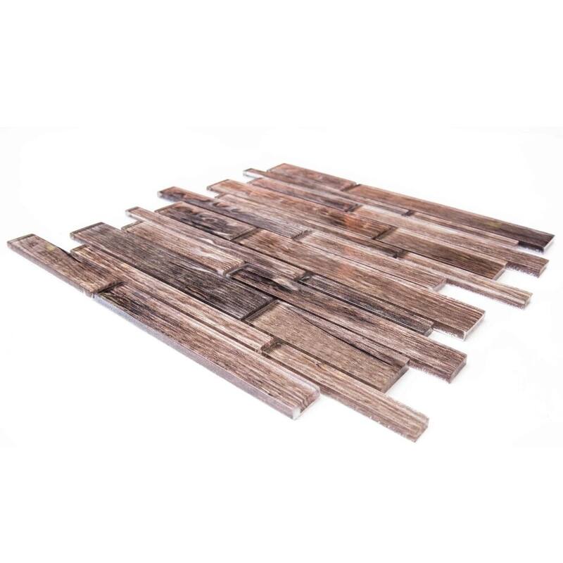 Woodland 1x3 Wood Look Glass Brick Mosaic Tile - Wall, Backsplash