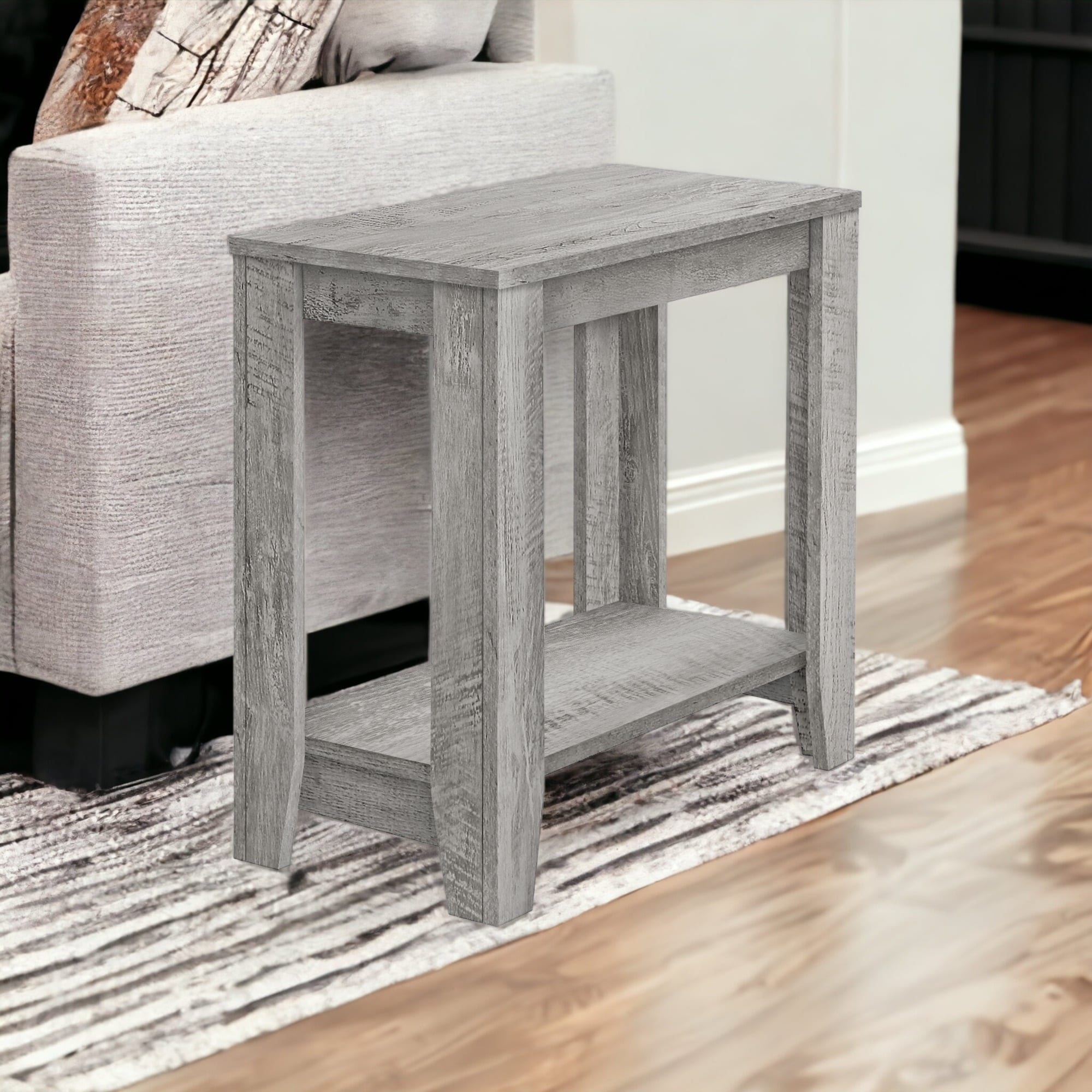 HomeRoots 22" Gray Wood End Table With Shelf - 23.75' X '22' X '11.75