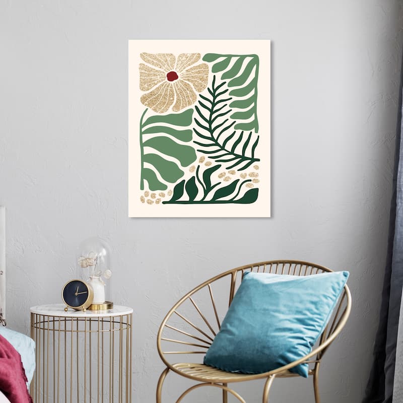 Wynwood Studio Canvas Floral and Botanical Fresh Season's Glitter II Gold Glam Wall Art Canvas Print - 20 x 24