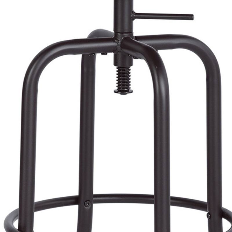 Set of 2 Adjustable Height Swivel Bar Stools with Footrest and Backless Round Wood Seat for Kitchen Island