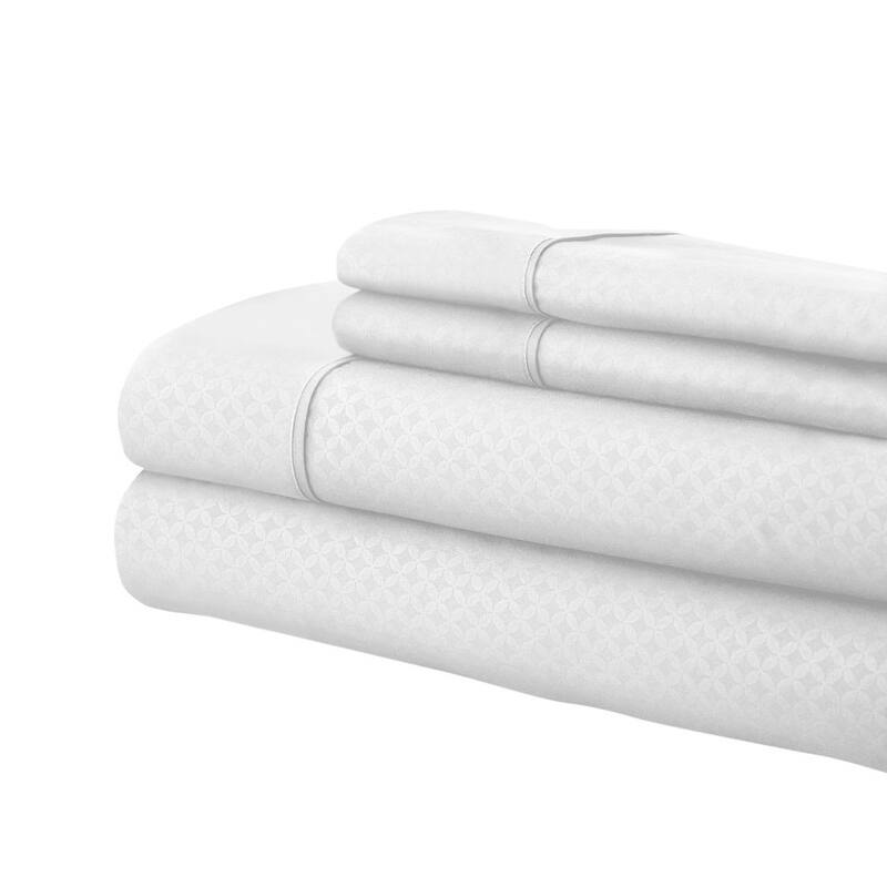 Home Sweet Home Dream Greek Key Embossed Bed Sheet Set - White - Full