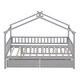 preview thumbnail 15 of 13, Twin Size Wooden House Bed with Drawers, Roof Design, Solid Pine Frame, Headboards for Kids' Room, Easy Assembly, Grey