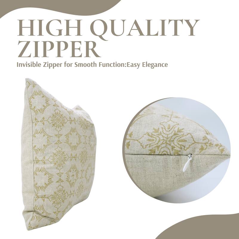 Fabdivine Handmade Boho Pure Linen Block Print Throw Home Décor Pillow Cover