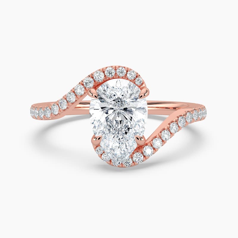 Auriya 14k Gold Pear-shaped Lab Grown Diamond Bypass Engagement Ring 1.00 to 5.00 ct. tw. (F-G, VS) - 5.00 carats - Rose - 5.5