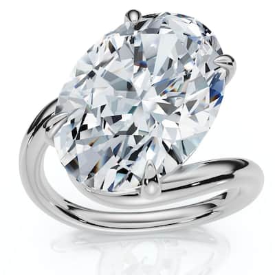 Certified 7Ct Aire Oval Diamond Solitaire Engagement Ring Gold Lab Grown