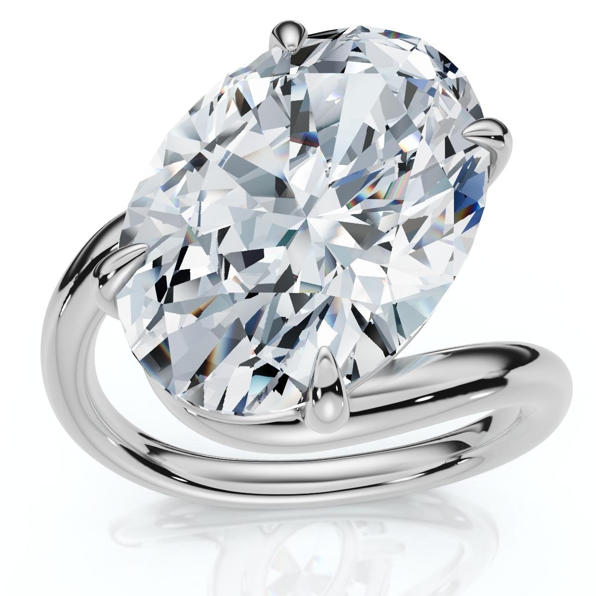 Bliss Diamond Certified 7Ct Aire Oval Diamond Solitaire Engagement Ring Gold Lab Grown