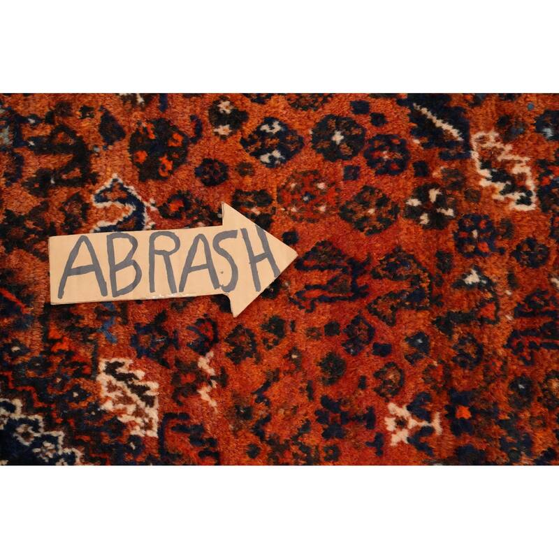 Hand Knotted Oriental 100% Wool Carpet Traditional Medallion Oranges & Rust Shiraz Area Rug - 9' 9'' X 7' 3''