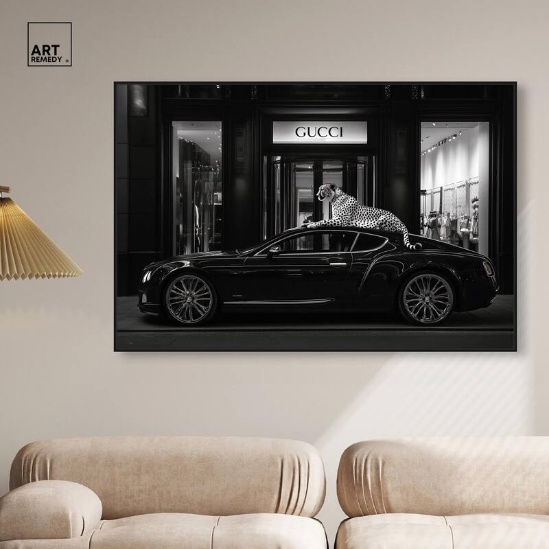 Cheetah and Sports Car Store Canvas by Art Remedy