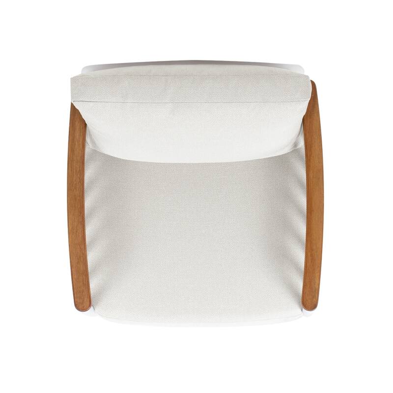 Calarono 29" Teak & Aluminum Patio Accent Arm Chair Set of 2 Sand Dune Chenille