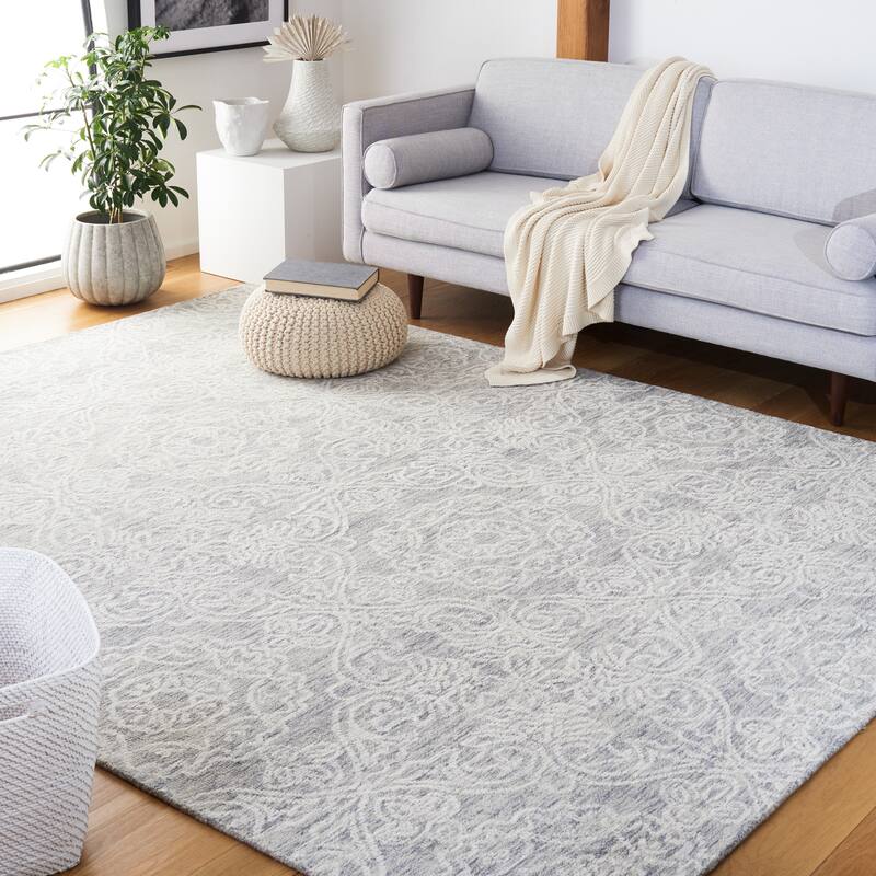 SAFAVIEH Handmade Metro Bhavani French Country Wool Rug - 8' x 10' - Light Grey/Ivory