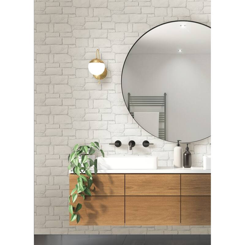 A-Street Prints Casablanca White Stone Wallpaper