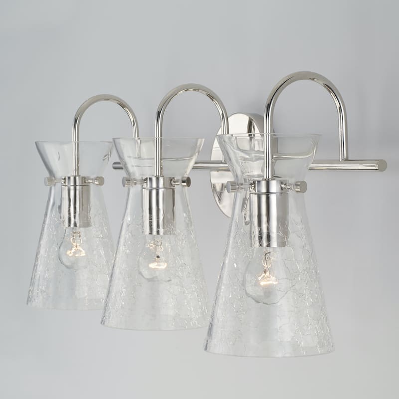 3-light 24-inch Bath/ Vanity Fixture w/ Clear Half-Crackle Tapered Glass