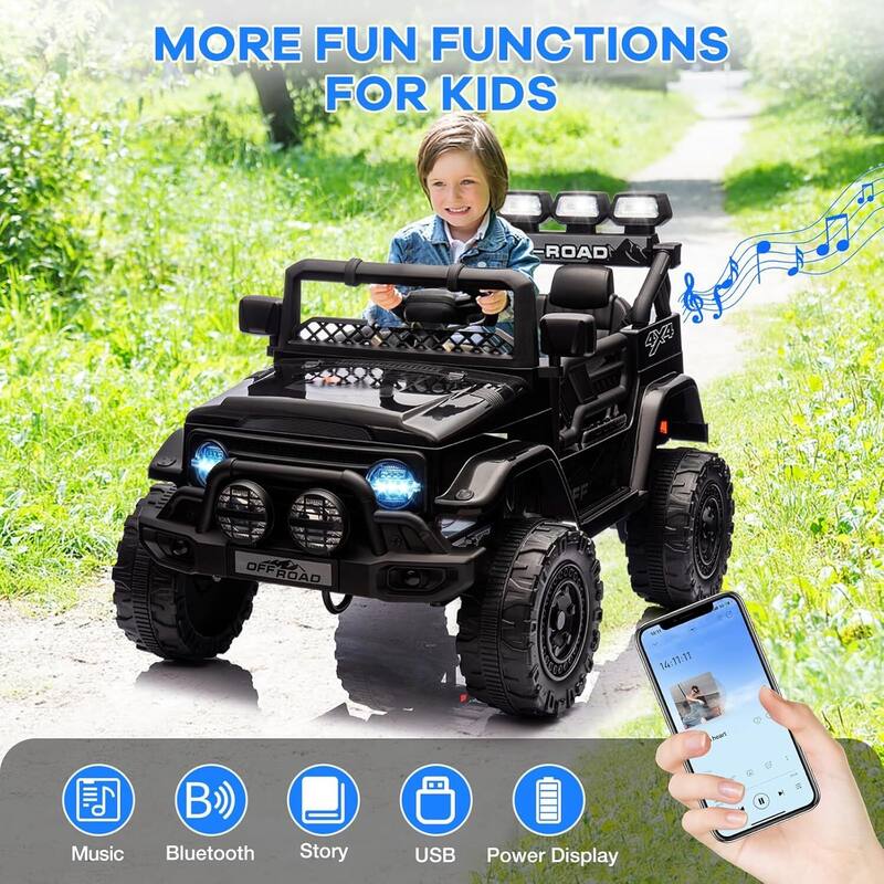 12V Kids Ride on Truck, Ride on Jeep Car with Remote Control