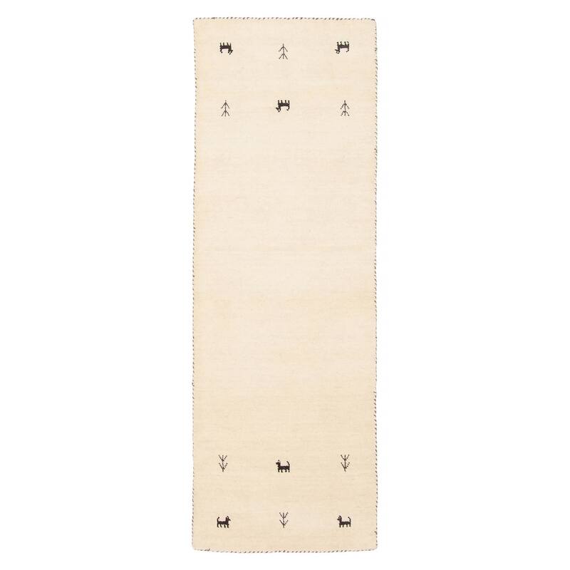 Kashkuli Gabbeh Cream Rug 1'11" x 5'10" - 1'11 x 5'10 - Cream - 1'11 x 5'10