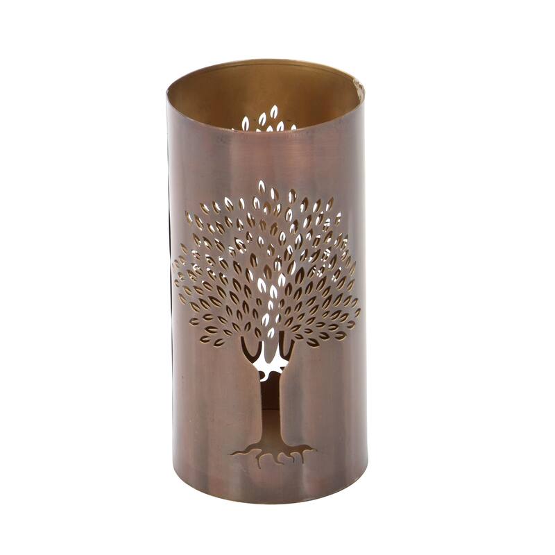 Copper Metal Tree Decorative Indoor Outdoor Candle Lantern (Set of 3)