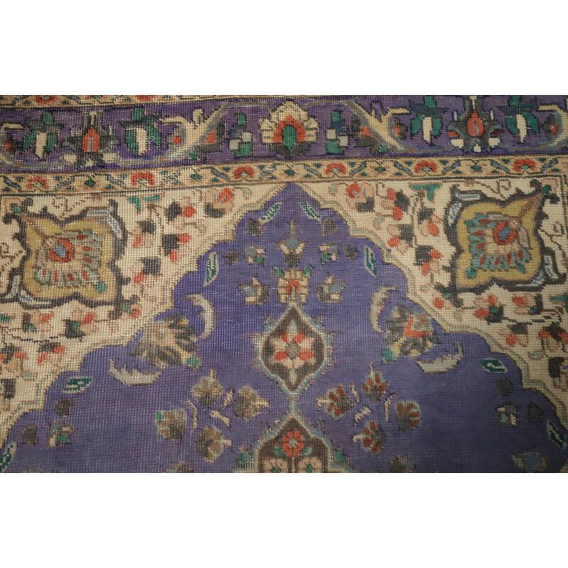 Hand Knotted Oriental 100% Wool Carpet Traditional Floral Purples Tabriz Area Rug - 6' 0'' X 4' 6''